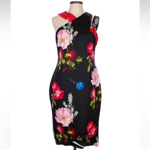 Ted Baker London Black and Red Floral  Cocktail Dress - UK size 4